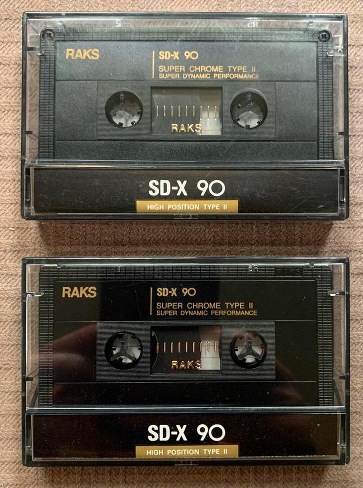 Zeldzaam 2x RAKS SD-X 90 Super Chrome cassettebandjes SDX, Cd's en Dvd's, Cassettebandjes, Gebruikt, Voorbespeeld, Pop, 2 t/m 25 bandjes