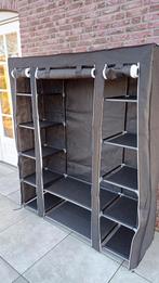 Kledingkast Garderobekast 12 Laags Zwart Stof 150x45x175cm, Huis en Inrichting, Kasten | Kledingkasten, Met deur(en), Overige materialen