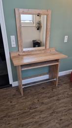 Steigerhouten kapperstafel met spiegel, Minder dan 50 cm, Ophalen of Verzenden, Zo goed als nieuw, Minder dan 100 cm
