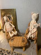 Vintage retro rotan rieten poppenhuis meubeltjes stoel tafel, Verzamelen, Poppenhuizen en Toebehoren, Ophalen of Verzenden, Zo goed als nieuw