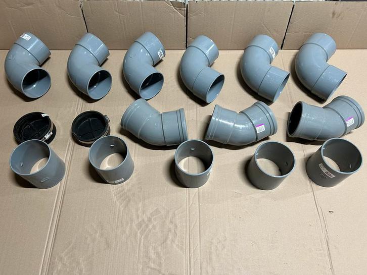 110mm rioolbuis koppelingen div., Doe-het-zelf en Verbouw, Buizen en Afvoer, Zo goed als nieuw, Bochten, Pvc, Minder dan 2 meter