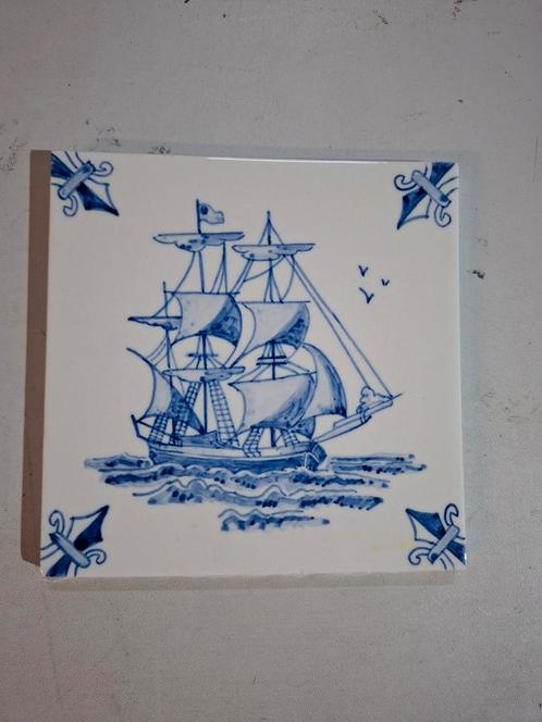 Delfts Blauwe Tegel - Zeilschip, Antiek en Kunst, Antiek | Wandborden en Tegels, Ophalen of Verzenden