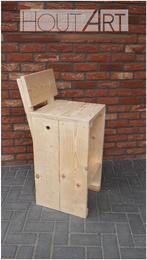 Barkruk van STEIGERHOUT! Met rugleuning, Huis en Inrichting, 5 krukken of meer, Hoeves 3 in schijndel, Met voetsteun, Nieuw