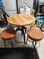 Industriële bartafel met 2 krukken - verstelbaar, Ophalen, In hoogte verstelbaar, Gebruikt