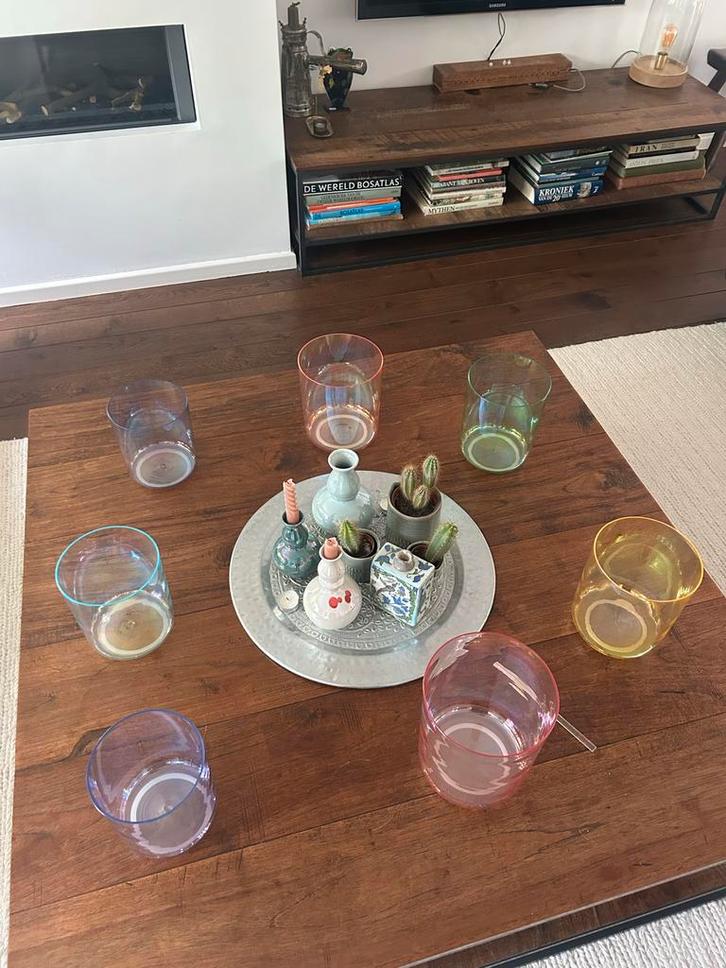 7 Kristallen Klankschalen + Tas, Huis en Inrichting, Woonaccessoires | Vazen, Zo goed als nieuw, Overige kleuren, Minder dan 50 cm