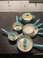 Gloednieuwe Greenpan set turquoise 8-delig + deksels, Huis en Inrichting, Ophalen, Nieuw, Pannenset