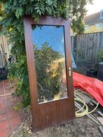 Houten opdek deur met glas, Doe-het-zelf en Verbouw, Deuren en Horren, Ophalen, Gebruikt, Binnendeur, 200 tot 215 cm