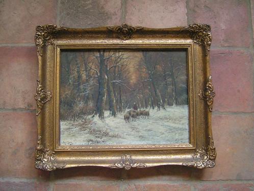 antiek schilderij herder met schapen A. van de Burg nr HH 48, Antiek en Kunst, Kunst | Schilderijen | Klassiek, Ophalen of Verzenden