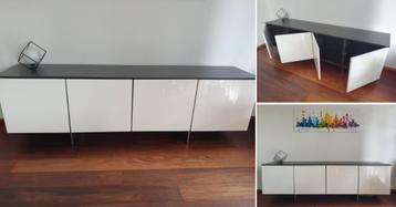Hoogglans wit dressoir 4 deurs houtlook blad design kast beschikbaar voor biedingen