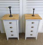 Mooi set van 2 grote witte landelijke lade nachtkastjes, Huis en Inrichting, Ophalen, Minder dan 45 cm, Onbekend, 55 tot 70 cm