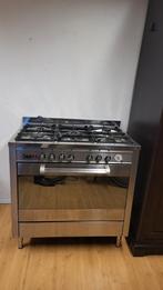 90cm RVS Fornuis met Elektrische Oven - 5 Pits, Ophalen, Gebruikt, 60 cm of meer, Gas