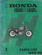 Honda CB250 Honda CB360 parts list (3110z), Motoren, Handleidingen en Instructieboekjes, Honda