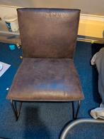 Donkerbruine leatherlook Fauteuil Cooper, Gebruikt, Bruin, Ophalen of Verzenden, Metaal