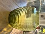 Ribbelvaas (tonnetje) Copier groen glas, Gebruikt, Ophalen of Verzenden, Glas, Minder dan 50 cm