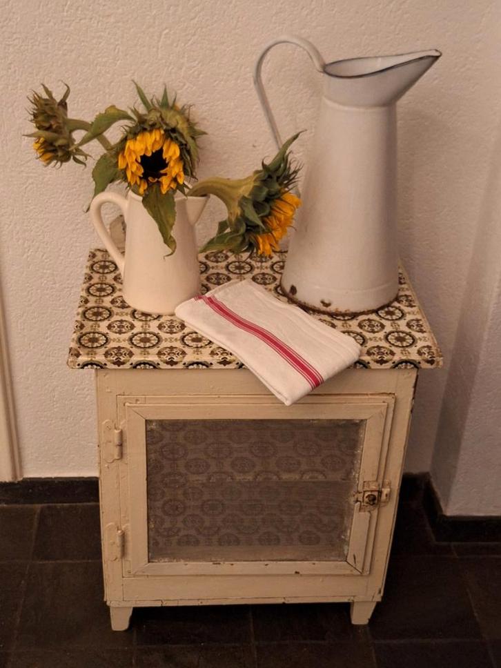 Brocante vliegenkastje met gaasdeur en ophanghaken sixties, Antiek en Kunst, Curiosa en Brocante, Ophalen
