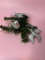Set 3 vintage vogeltjes zilver glitter, Ophalen of Verzenden, Zo goed als nieuw