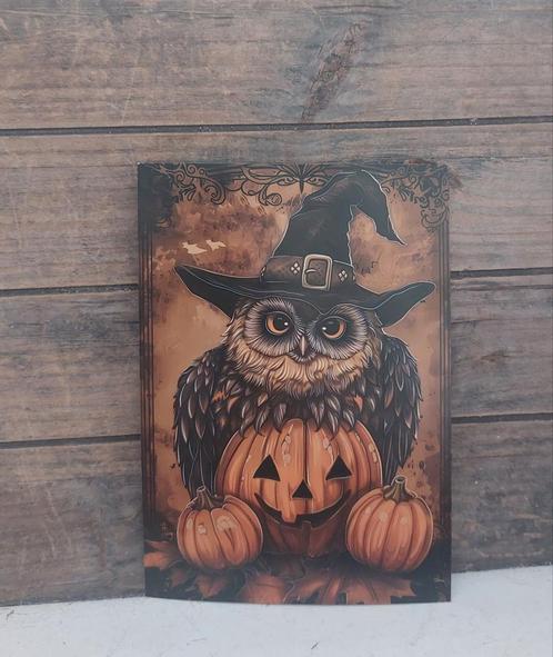Kaart uil met pompoenen herfst/Halloween thema, Verzamelen, Ansichtkaarten | Themakaarten, Ongelopen, 1980 tot heden, Seizoenen