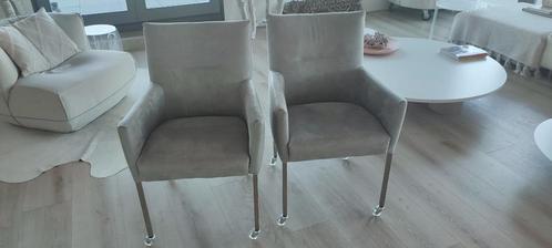 eetkamer stoelen twee stuks grijs micro leder, Huis en Inrichting, Stoelen, Zo goed als nieuw, Twee, Leer, Grijs, Ophalen