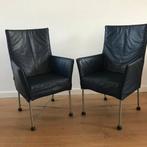 Set van 2 Montis Chaplin design stoel stoelen blauw leer, Huis en Inrichting, Stoelen, Ophalen, Gebruikt, Blauw, Leer