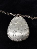 Vintage 70's Zweeds Sami Jokkmokks tinnen hanger met ketting, Sieraden, Tassen en Uiterlijk, Antieke sieraden, Ophalen of Verzenden