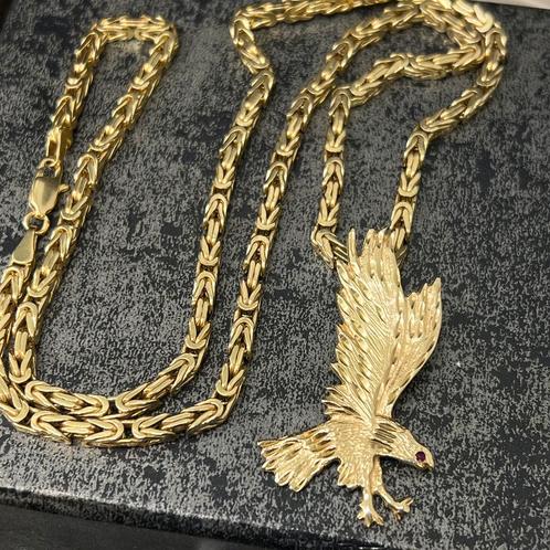 14 karaat gouden koningketting met adelaar hanger, Sieraden, Tassen en Uiterlijk, Kettinghangers, Ophalen of Verzenden
