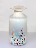 Schitterende Iriserende Parelmoer Spatter Glazen Vaas, Verzenden, Wit, Minder dan 50 cm, Glas