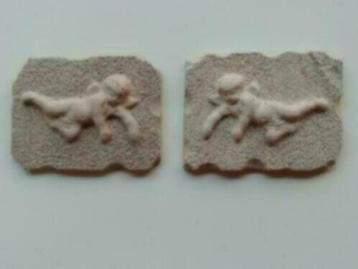 Provence muurtegel tegel met engel ornament / Fennicole, Verzamelen, Poppenhuizen en Toebehoren, Nieuw, Decoratie, Ophalen