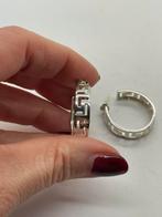 C370 Prachtige zilveren creolen Griekse meander, Ophalen of Verzenden, X, Zilver, Zilver