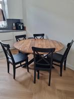 Mango ronde eettafel met 6 stoelen, Ophalen, Rond, Zo goed als nieuw, Vier personen