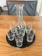 Likeurset handgeslepen karaf en glaasjes jaren ‘30., Antiek en Kunst, Antiek | Glas en Kristal, Ophalen