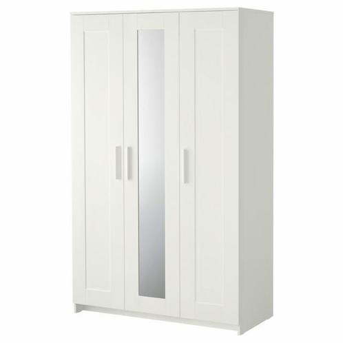BRIMNES Kledingkast met 3 deuren, wit, 117x190 cm, Huis en Inrichting, Kasten | Kledingkasten, Zo goed als nieuw, 150 tot 200 cm