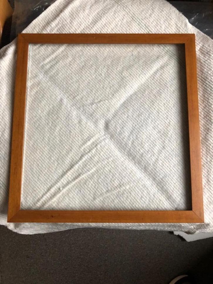 lijst hout eiken gebeitst ontspiegeld glas merklap, Huis en Inrichting, Woonaccessoires | Lijsten, Zo goed als nieuw, Minder dan 50 cm