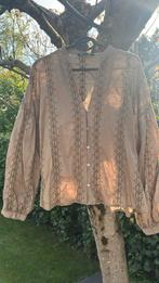 Zara broderie blouse donker beige kakhi M, Maat 38/40 (M), Ophalen of Verzenden, Zo goed als nieuw, Zara