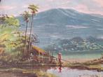 Prachtige aquarel Indonesische landschap, Ophalen of Verzenden