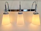 Vintag Wandlamp Vanity 3 glazen kappen chroom Italy ‘80 spot, N, N, Vintage, Nieuw