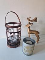 Leuke set van 2 kandelaars en een bronskleurig hert, Overige materialen, Ophalen of Verzenden, Zo goed als nieuw, Kandelaar