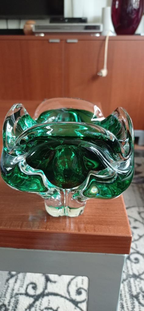 Vintage Tsjechische Chribska-glazen vaas van Josef Hospodka, Antiek en Kunst, Antiek | Glas en Kristal, Ophalen of Verzenden