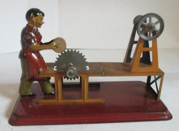 antiek blikken tin toy stoommachine zageman Josef Falk beschikbaar voor biedingen