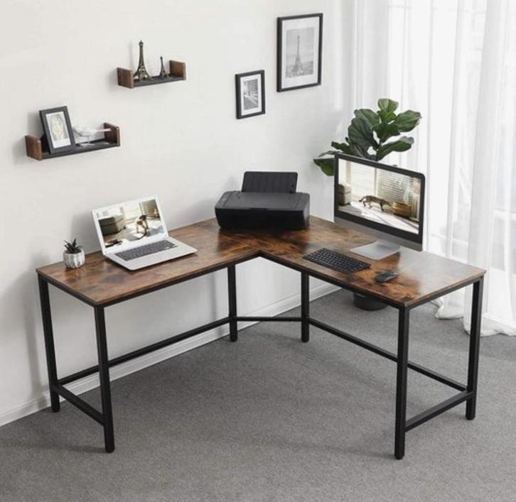 Hoekbureau met industrieel design 149x149x75, Huis en Inrichting, Bureaus, Zo goed als nieuw, Bureau, Ophalen