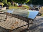 Tuintafel 220x115 met glazenplaat, Ophalen, Gebruikt, Rechthoekig, Hout