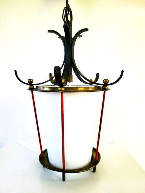 Vintage Hanglamp, Huis en Inrichting, Lampen | Hanglampen, Gebruikt, Minder dan 50 cm, Glas, Metaal, Verzenden