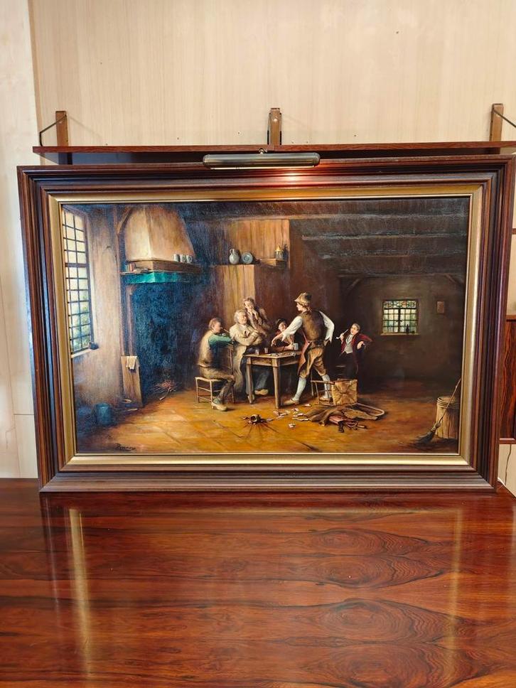 Groot Authentiek olieverfschilderij, gesigneerd door Reemers, Antiek en Kunst, Kunst | Schilderijen | Klassiek, Ophalen