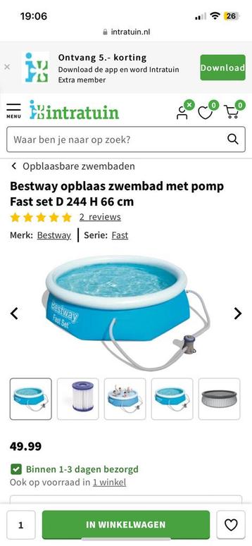 Bestway Fast set zwembad - 244cm + complete chloorset beschikbaar voor biedingen