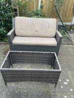 tuinbank en tafel, Tuin en Terras, Tuinbanken, Wicker, Gebruikt, Ophalen