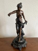 Antiek bronzen beeld: vrouw, Ernest Justin Ferrand, Antiek en Kunst, Ophalen of Verzenden, Brons