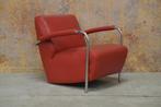 Als NIEUW! rode leren Leolux Scylla design fauteuil!, Huis en Inrichting, 75 tot 100 cm, Design, Metaal, 75 tot 100 cm