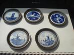 5 x oude onderzetters  tin + inleg tegeltje, Antiek en Kunst, Antiek | Tin, Ophalen of Verzenden