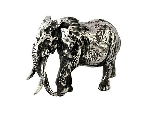 Massief zilveren Afrikaanse Olifant miniatuur, Antiek en Kunst, Antiek | Goud en Zilver, Zilver, Ophalen of Verzenden