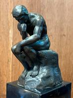Bronzen beeldje “De Denker” Rodin op marmer sokkel, Ophalen of Verzenden, Brons
