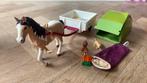 Schleich paard en wagen, tent, slaapzak, diertjes, Verzamelen, Speelgoed, Ophalen, Gebruikt